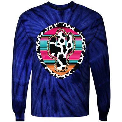 Western Cow Cactus Leopard Cheetha Serape Turquoise Pink Tie-Dye Long Sleeve Shirt