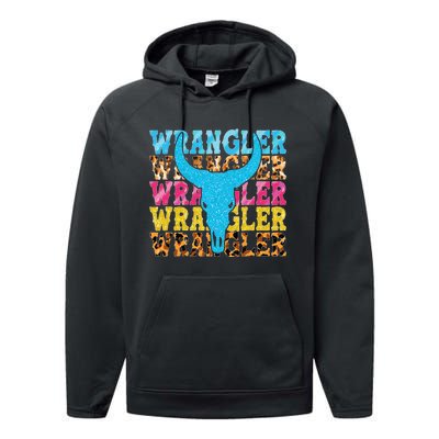 Wrangler Cowhide Cow Skull Cow Print Wrangler Performance Fleece Hoodie