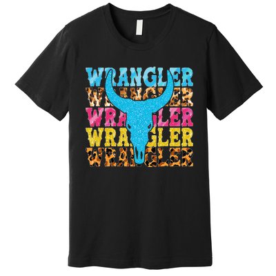 Wrangler Cowhide Cow Skull Cow Print Wrangler Premium T-Shirt