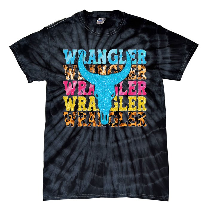 Wrangler Cowhide Cow Skull Cow Print Wrangler Tie-Dye T-Shirt