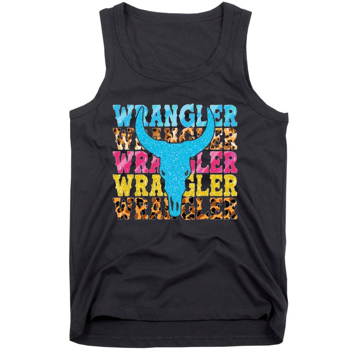 Wrangler Cowhide Cow Skull Cow Print Wrangler Tank Top