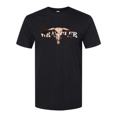 Wrangler Cowhide Cow Skull Cow Print Wrangler Softstyle CVC T-Shirt