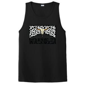 Wrangler Cowhide Cow Skull Cow Print Wrangler Tank Top PosiCharge Competitor Tank