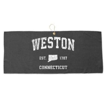 Weston Connecticut Ct Vintage Established Athletic Sports Design Large Microfiber Waffle Golf Towel