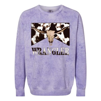 Wrangler Cowhide Cow Skull Cow Print Wrangler Colorblast Crewneck Sweatshirt