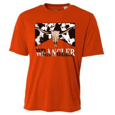 Wrangler Cowhide Cow Skull Cow Print Wrangler Cooling Performance Crew T-Shirt