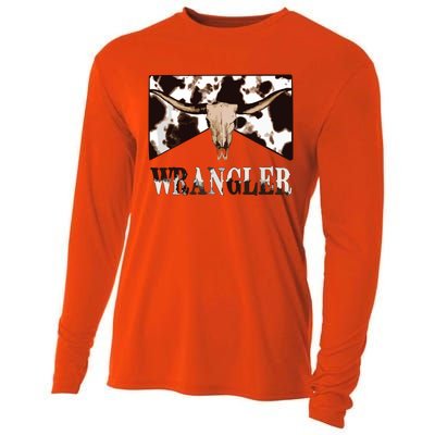 Wrangler Cowhide Cow Skull Cow Print Wrangler Cooling Performance Long Sleeve Crew