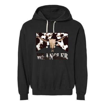 Wrangler Cowhide Cow Skull Cow Print Wrangler Garment-Dyed Fleece Hoodie