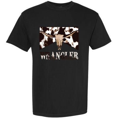 Wrangler Cowhide Cow Skull Cow Print Wrangler Garment-Dyed Heavyweight T-Shirt