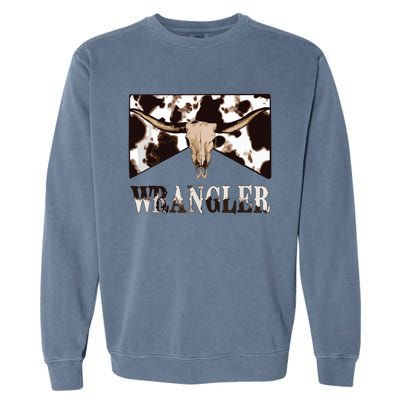 Wrangler Cowhide Cow Skull Cow Print Wrangler Garment-Dyed Sweatshirt