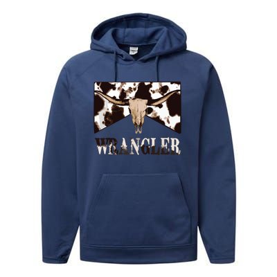 Wrangler Cowhide Cow Skull Cow Print Wrangler Performance Fleece Hoodie