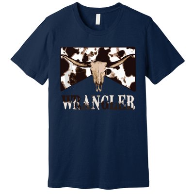 Wrangler Cowhide Cow Skull Cow Print Wrangler Premium T-Shirt