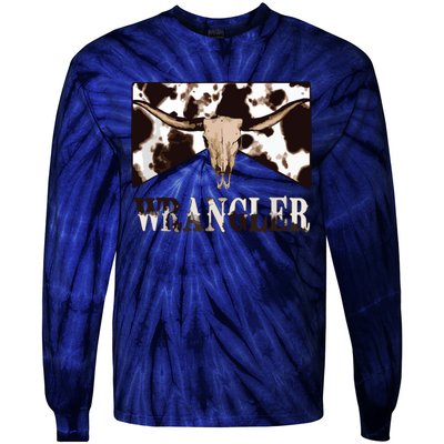 Wrangler Cowhide Cow Skull Cow Print Wrangler Tie-Dye Long Sleeve Shirt