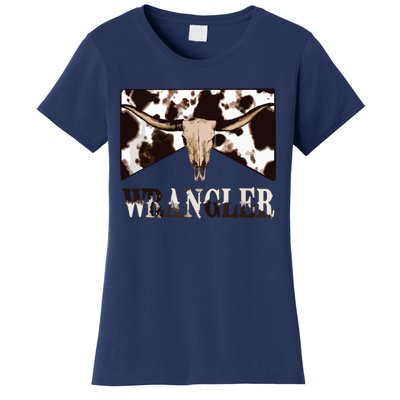 Wrangler Cowhide Cow Skull Cow Print Wrangler Women's T-Shirt