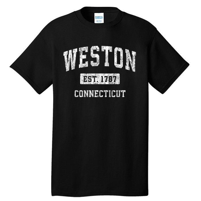 Weston Connecticut Ct Vintage Established Sports Design Black Design Tall T-Shirt