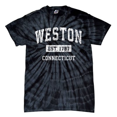 Weston Connecticut Ct Vintage Established Sports Design Black Design Tie-Dye T-Shirt