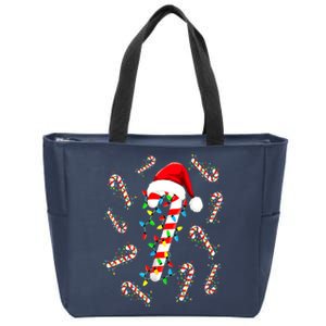 Women Christmas Candy Santa Xmas Light Gift Zip Tote Bag