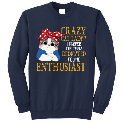 Womens Crazy Cat Lady I Prefer The Term Dedicated Feline Enthusiast Sweatshirt