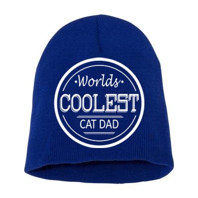 Worlds Coolest Cat Dad Great Gift Short Acrylic Beanie