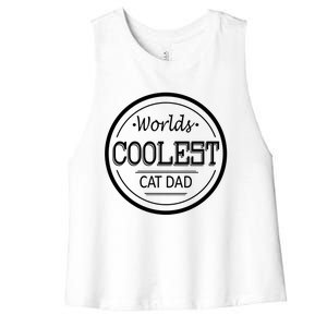 Worlds Coolest Cat Dad Great Gift Women's Racerback Cropped Tank