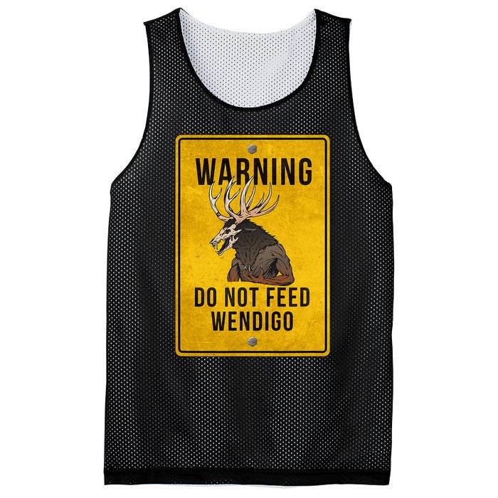 Wendigo Cryptid Do Not Feed Wendigo Warning Sign Mesh Reversible Basketball Jersey Tank