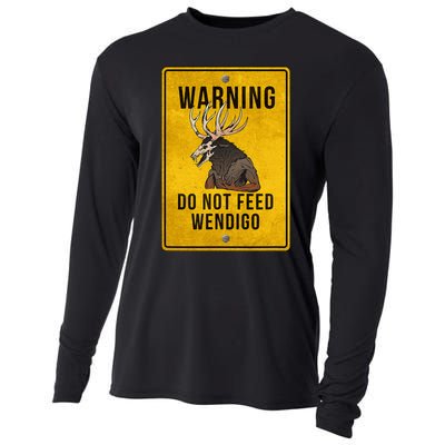 Wendigo Cryptid Do Not Feed Wendigo Warning Sign Cooling Performance Long Sleeve Crew