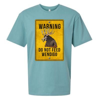 Wendigo Cryptid Do Not Feed Wendigo Warning Sign Sueded Cloud Jersey T-Shirt