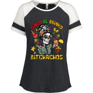 Women Cinco De Drinko Bitchachos Cinco De Mayo Drinking Enza Ladies Jersey Colorblock Tee