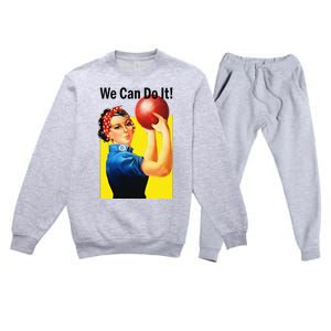 We Can Do It Rosie The Bowler Women Feminist Premium Crewneck Sweatsuit Set