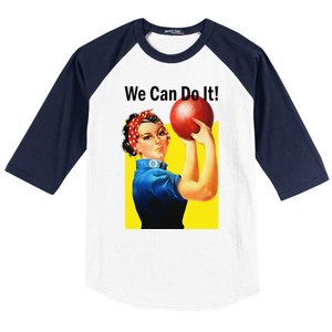 We Can Do It Rosie The Bowler Women Feminist Baseball Sleeve Shirt