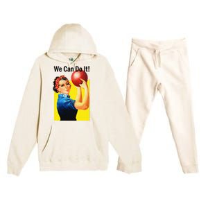 We Can Do It Rosie The Bowler Women Feminist Premium Hooded Sweatsuit Set