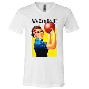 We Can Do It Rosie The Bowler Women Feminist V-Neck T-Shirt