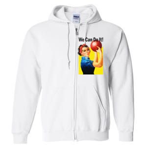 We Can Do It Rosie The Bowler Women Feminist Full Zip Hoodie