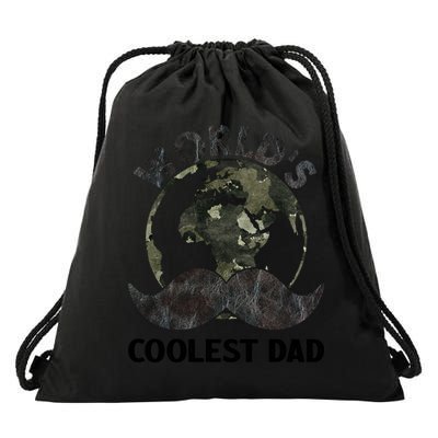 Worlds Coolest Dad Moustache Fathers Day Papa Daddy Cute Gift Drawstring Bag