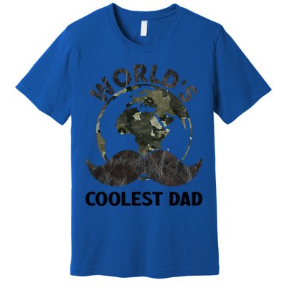 Worlds Coolest Dad Moustache Fathers Day Papa Daddy Cute Gift Premium T-Shirt