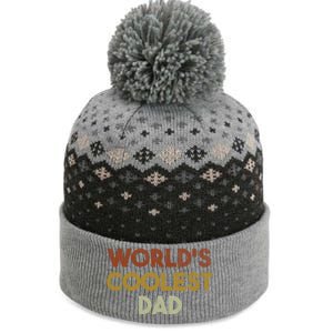 Worlds Coolest Dad Retro Fathers Day Gift The Baniff Cuffed Pom Beanie