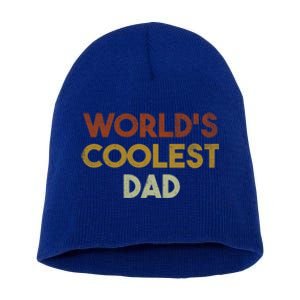 Worlds Coolest Dad Retro Fathers Day Gift Short Acrylic Beanie