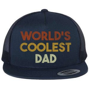 Worlds Coolest Dad Retro Fathers Day Gift Flat Bill Trucker Hat