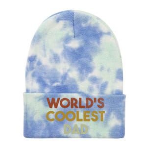 Worlds Coolest Dad Retro Fathers Day Gift Tie Dye 12in Knit Beanie