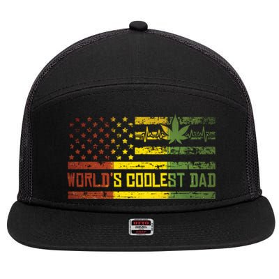 Worlds Coolest Dad Weed Marijuana 420 Stoner Funny Gift Meaningful Gift 7 Panel Mesh Trucker Snapback Hat