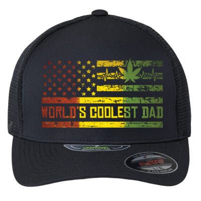 Worlds Coolest Dad Weed Marijuana 420 Stoner Funny Gift Meaningful Gift Flexfit Unipanel Trucker Cap