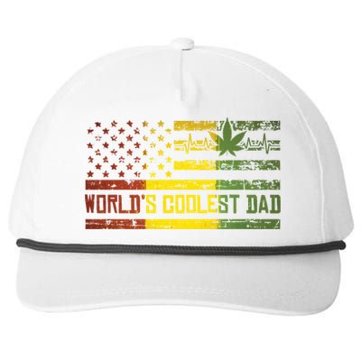 Worlds Coolest Dad Weed Marijuana 420 Stoner Funny Gift Meaningful Gift Snapback Five-Panel Rope Hat