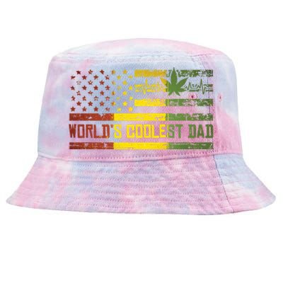 Worlds Coolest Dad Weed Marijuana 420 Stoner Funny Gift Meaningful Gift Tie-Dyed Bucket Hat