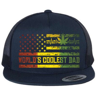 Worlds Coolest Dad Weed Marijuana 420 Stoner Funny Gift Meaningful Gift Flat Bill Trucker Hat