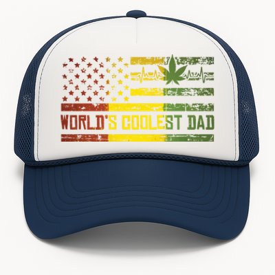 Worlds Coolest Dad Weed Marijuana 420 Stoner Funny Gift Meaningful Gift Trucker Hat