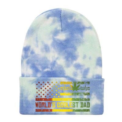 Worlds Coolest Dad Weed Marijuana 420 Stoner Funny Gift Meaningful Gift Tie Dye 12in Knit Beanie