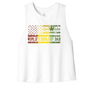 Worlds Coolest Dad Weed Marijuana 420 Stoner Funny Gift Meaningful Gift Women's Racerback Cropped Tank