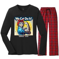 We Cat Do It Kamala Harris Supporter Childless Cat Ladies Women's Long Sleeve Flannel Pajama Set 