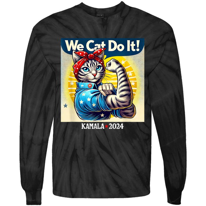 We Cat Do It Kamala Harris Supporter Childless Cat Ladies Tie-Dye Long Sleeve Shirt