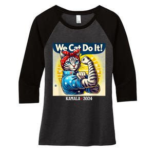 We Cat Do It Kamala Harris Supporter Childless Cat Ladies Women's Tri-Blend 3/4-Sleeve Raglan Shirt